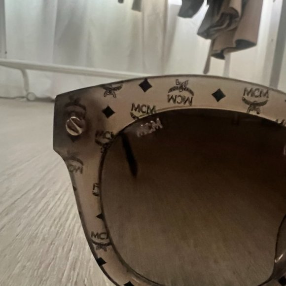 MCM All-over Logo Visetos Square Aviator Sunglasses